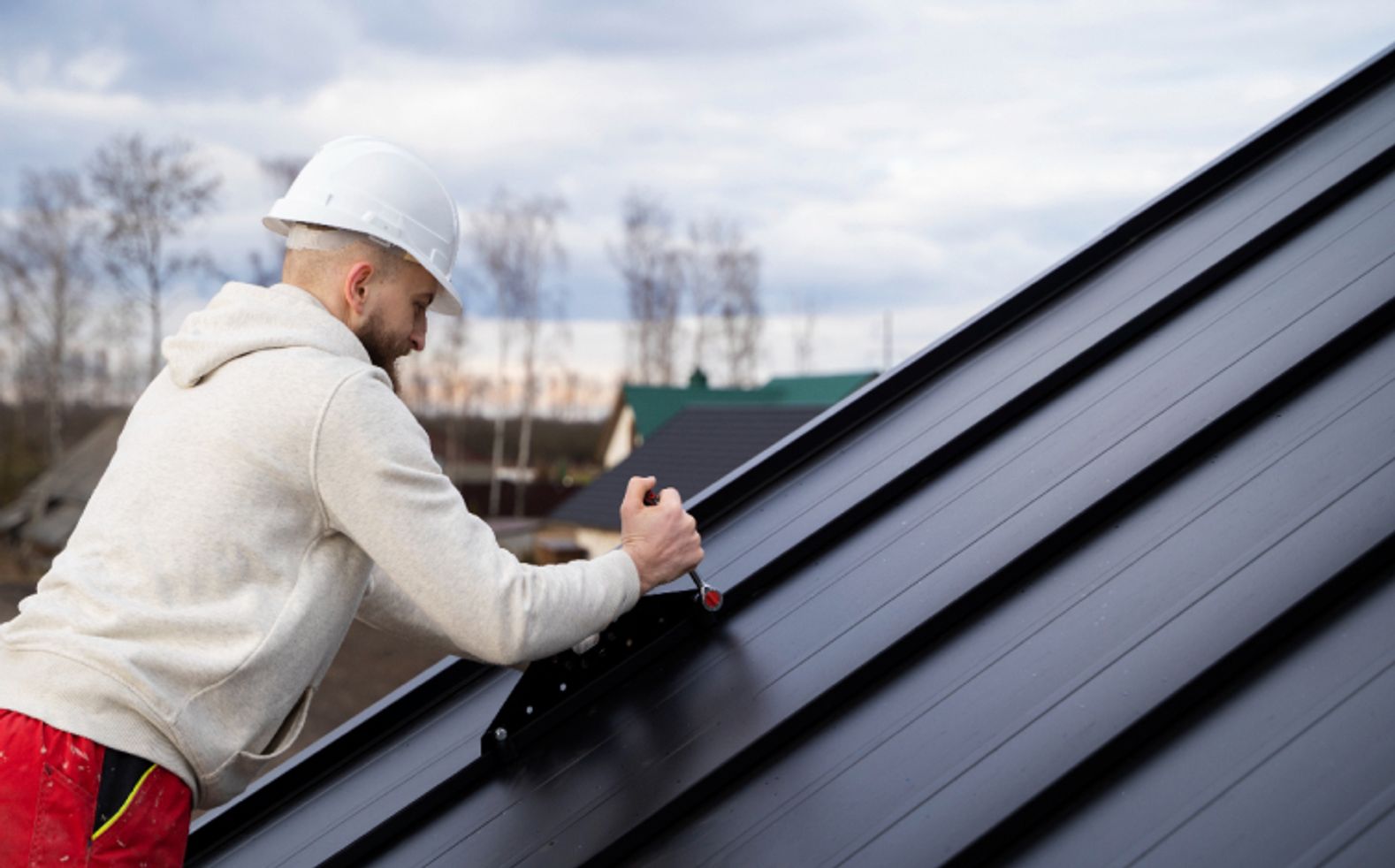 Contractor working
on roof